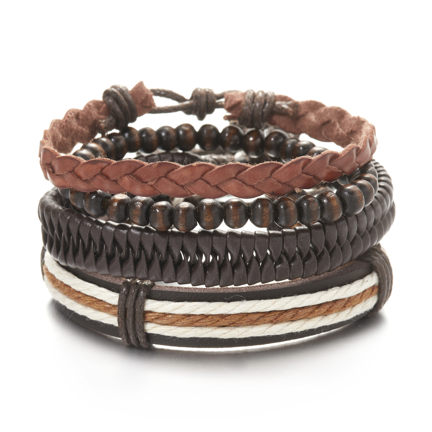 26g Weight Bracelets Classification 1 Set Quantity Daily Occasion Pu Leather Material Heart Shape Pattern Men'S Gender Knitting Design Fashion Style Fashion Heart Shape Pu Leather Knitting Men's Bracelets 1 Set 17