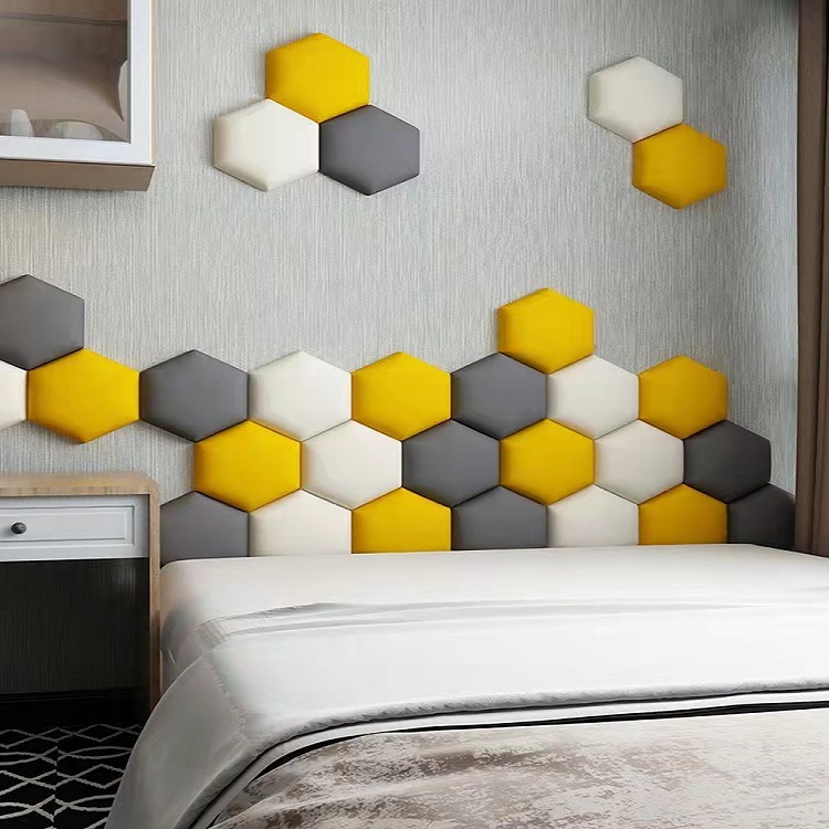 Hexagon Soft roll Tatami Walled autohesion Headboard Soft roll Background wall bedroom a living room Northern Europe Decorative stickers