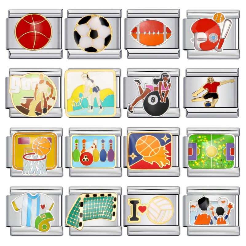 Ball Sports Lovers Italian Module Bracelet Distinctive DIY Oil Dropping Welding Pattern Stitching Bracelet