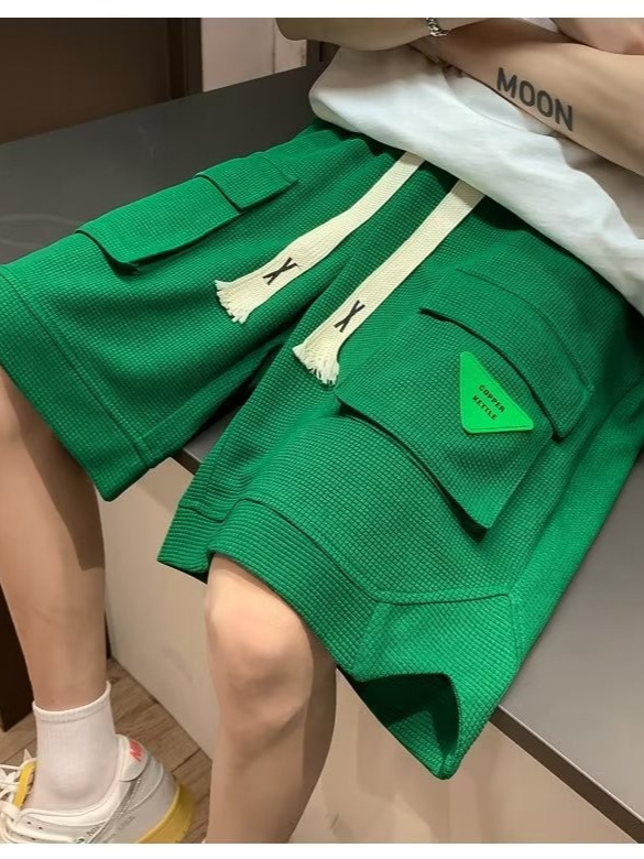 Waffle Shorts Hombres ins Summer American Trendy Brand Medio Pantalones sueltos Casual Trend Baloncesto Pantalones de cinco puntos