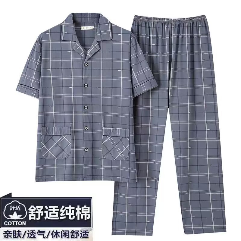 Pijamas para hombres verano 100 pantalones de mangas cortas para hombres verano delgado set de ropa de hogar de mediana edad 4XL