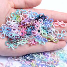 10*18mm五彩ABS仿珍珠蝴蝶结领结异形镂空珍珠diy贴钻美甲配件