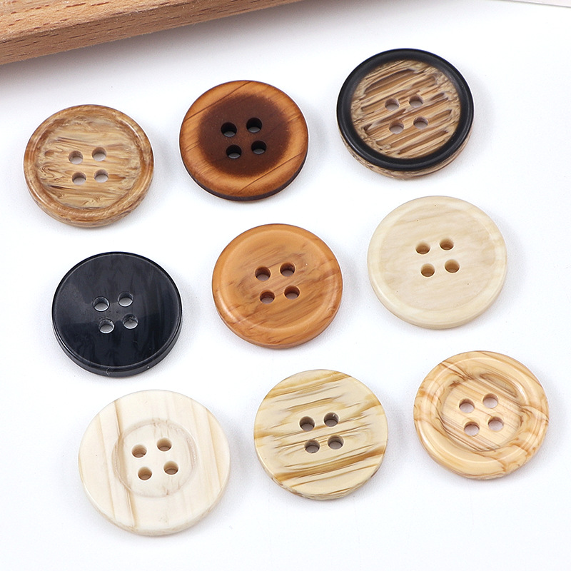 高档树脂仿木纽扣外套大衣风衣毛衣仿木头扣四眼衬衫木纹童装扣子