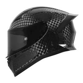 摩托车碳纤维全盔男女头盔复古鬼面全盔机车全覆式个性跑盔防雾