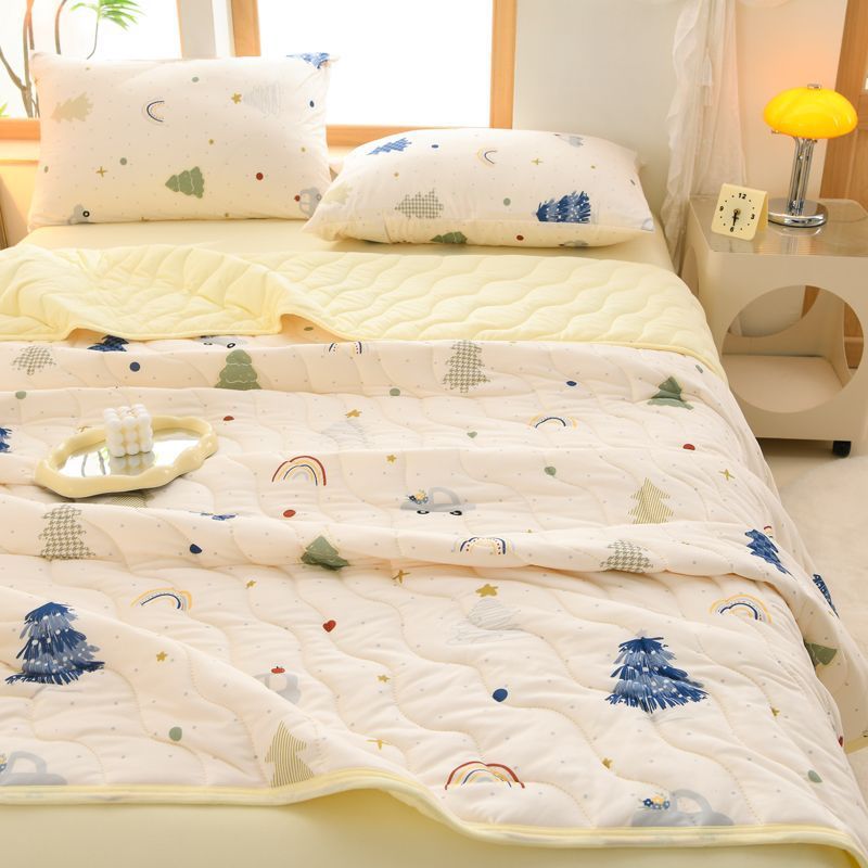 Super Soft Class a Knitted Cotton Air-Conditioned Quilt Summer Cool Quilt Double Student Dormitory Summer Kidsren's Thin Quilt Washable