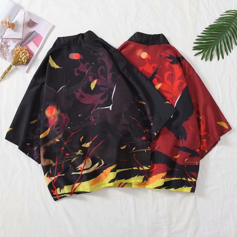Southeast Asian Cross-border Clothing: Men's Three-quarter Sleeve Printed Chinese-style Cardigan, Couple's Robe, Hanfu_voghion.com