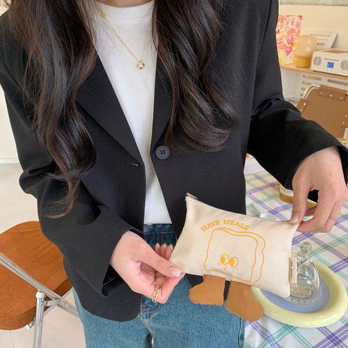Cute Food Doll Coin Purse Bluetooth Headphone Protective Cover Retro Storage Bag Clutch Bag Canvas Clutch