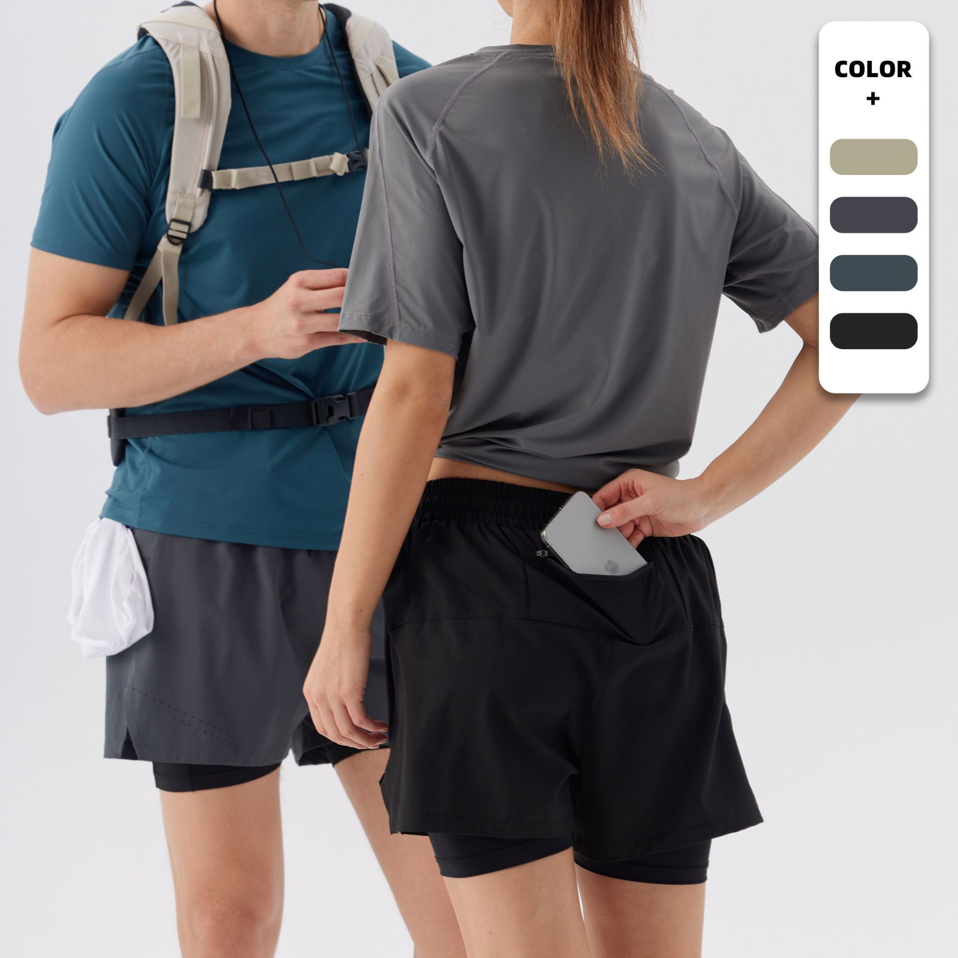 Pantalones cortos deportivos de doble capa para hombres de verano al aire libre para correr pantalones secos transpirables pantalones cortos de hombre