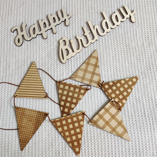 INS pure wooden pennant pull-up flag Nordic style children's day party dress wall forest hanging string