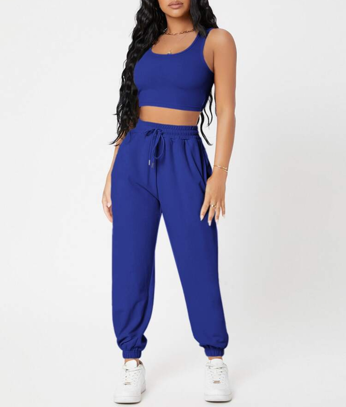 490g Weight Sleeveless Sleeve Length Polyester Fabric Type Pants Sets Sets Type 2 Pieces Set Quantity Casual, Daily Occasion Round Neck Neckline Breathable Function Skinny Fit Type Solid Color Pattern Summer Season Women's Gender Streetwear, Sport Style Style Women's Streetwear Sport Style Solid Color Polyester Round Neck Tracksuit 14