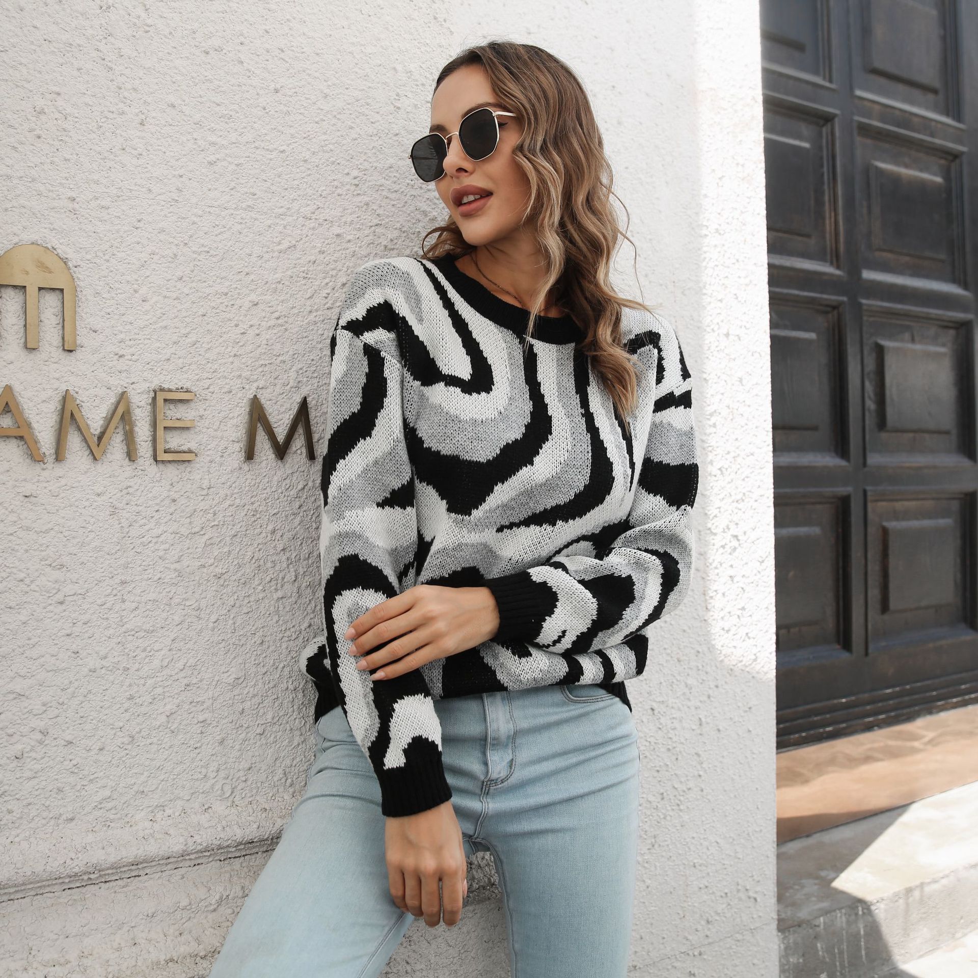 Tie Dyed Brocade Sweater Women Loose Autumn Winter Long-Sleeved Casual Knitwear Sweater 17 Tie Dyed Brocade Sweater Women Loose Autumn Winter Long-Sleeved Casual Knitwear Sweater