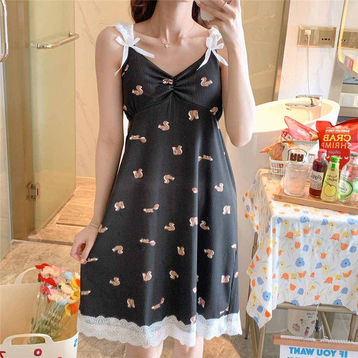 Pijamas de las mujeres verano lindo dulce estudiante Correa delgada princesa estilo sexy camisón homewear prendas vestir exteriores