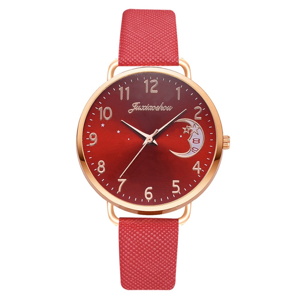 Orologio da studente in oro rosa con cinturino minimalista da donna con motivo stella lunare, nuovo prodotto caldo e alla moda 2024_voghion.com