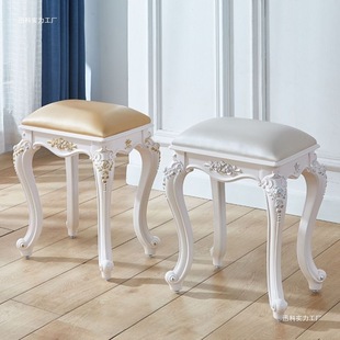 European and American Style Dressing Table Stool, Makeup Stool, Soft-Packed Small Square Stool, Household Chair, Manicure Stool, 45cm High Dining Table Stools