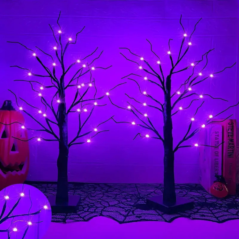 Purple and Orange Tree Lights Halloween Tree Lights 24 Led Party Decoration Ghost Tree Cross-Border Hot-Selling Atmosphere Purple and Orange Tree Lights Halloween Tree Lights 24 Led Party Decoration Ghost Tree Cross-Border Hot-Selling Atmosphere