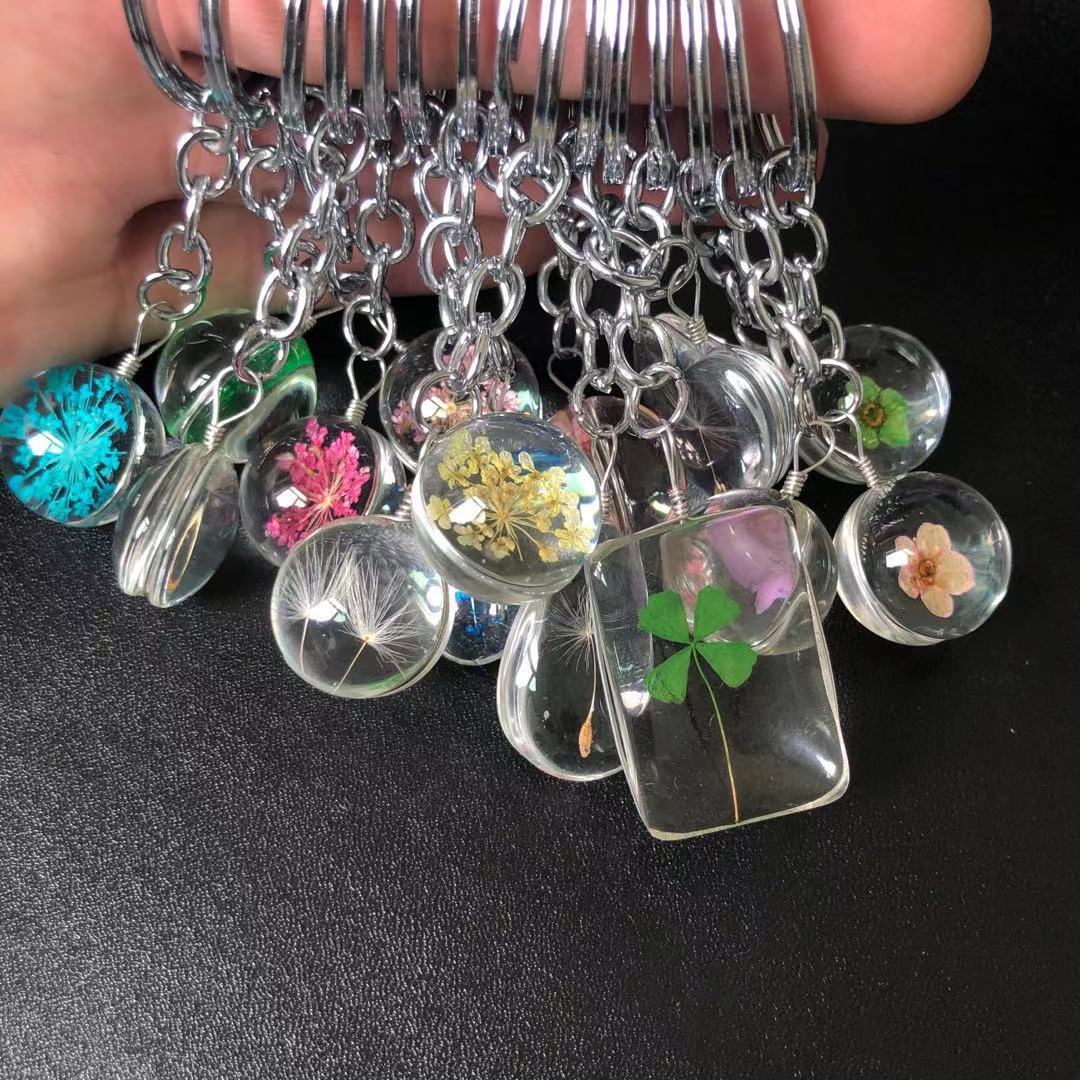 18g Weight Keychain Classification 1 Piece Quantity Holiday, Banquet, Daily Occasion Glass Material Floral Pattern Unisex Gender Pastoral Style Pastoral Floral Glass Unisex Keychain 无