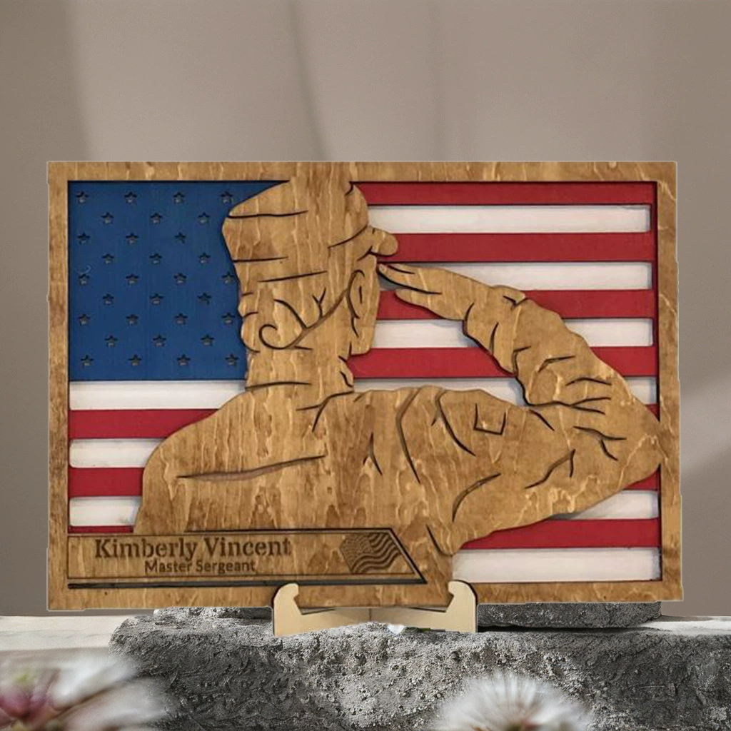 Трансграничный новый национальный флаг США День независимости Солдат отдает дань искусству декоративного дерева домашнего ремесла деревянные украшения