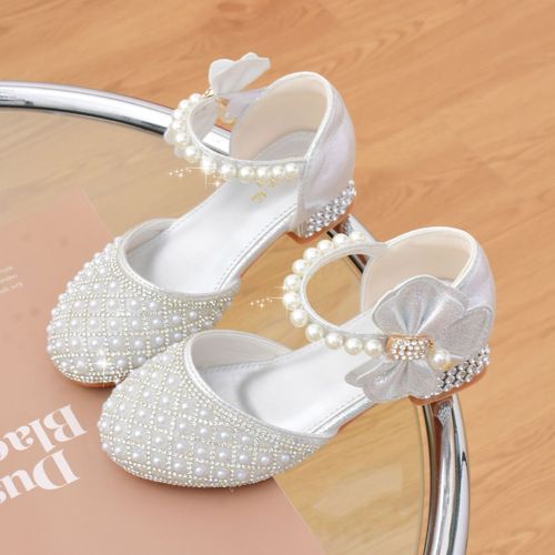 New Arrival Girls' Crystal Shoes, Princess High-Heel Pumps, Closed-Toe Shoes for Piano Walks & Performances, Leather Shoes for Older Kids, and Children's Sandals