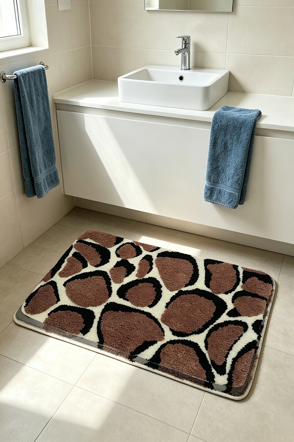 High-End Bathroom Absorbent Floor Mat, Non-Slip Foot Mat for Home Toilet Entrance, Long Tufted Thickened Bathroom Carpet