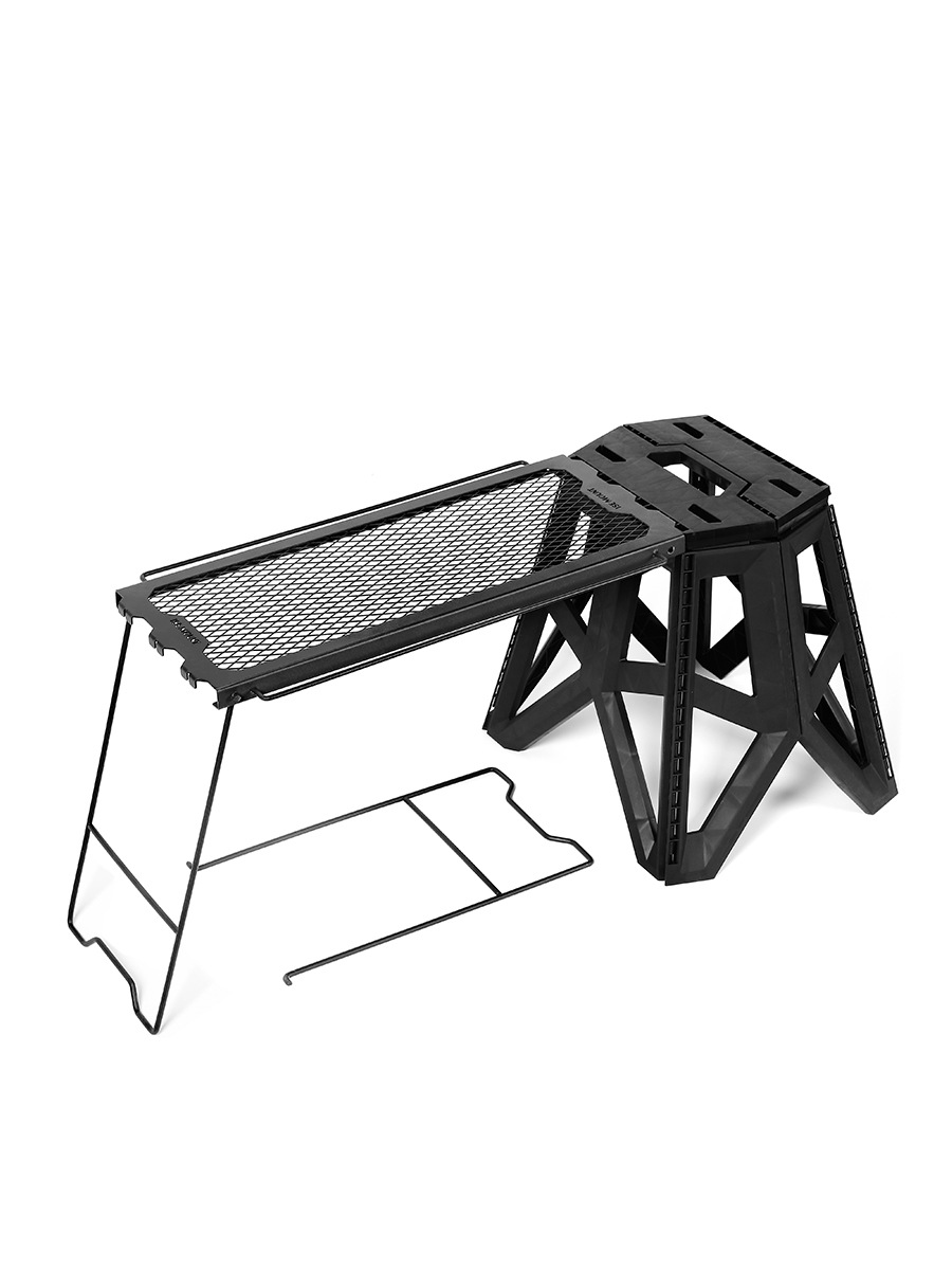 ISE MOUNTアウトドア多機能折りたたみテーブルメッシュテーブル腰掛けサイドテーブルキャンプポータブル鉄製置物棚