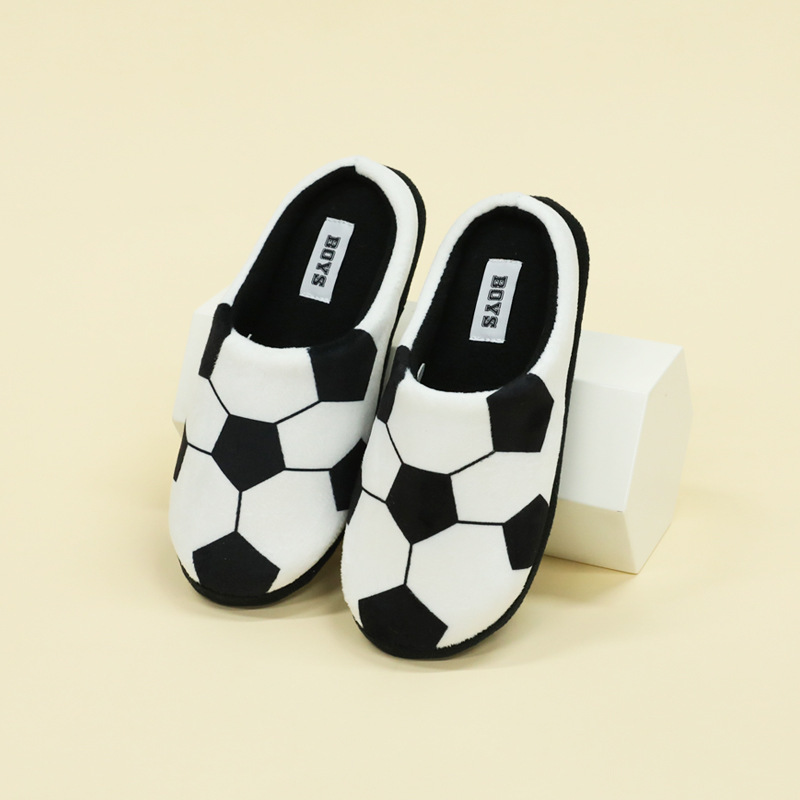 Football Cotton Slippers, Cute Indoor Home Non-Slip Plush Warm Cartoon Cotton Slippers, Autumn and Winter Root-Free Heel-Free Slippers