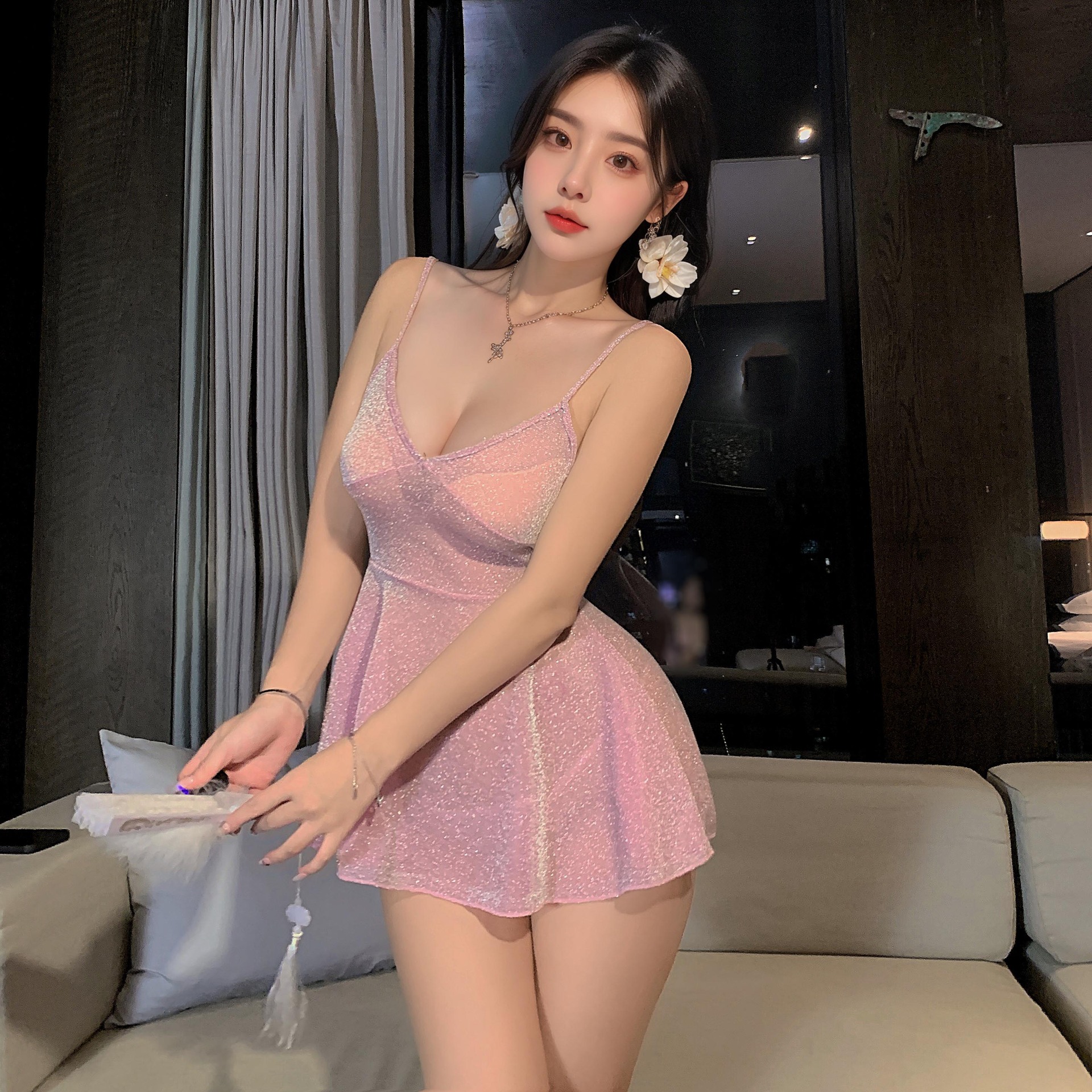 핑크[슬립스커트+끈팬티]