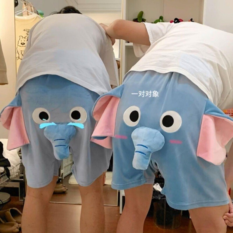 Trendy Brand Shorts Men's and Men's Elephant Cute Dumbo Summer Flying plus size Couple Pajama Pants Student Dormitory Home