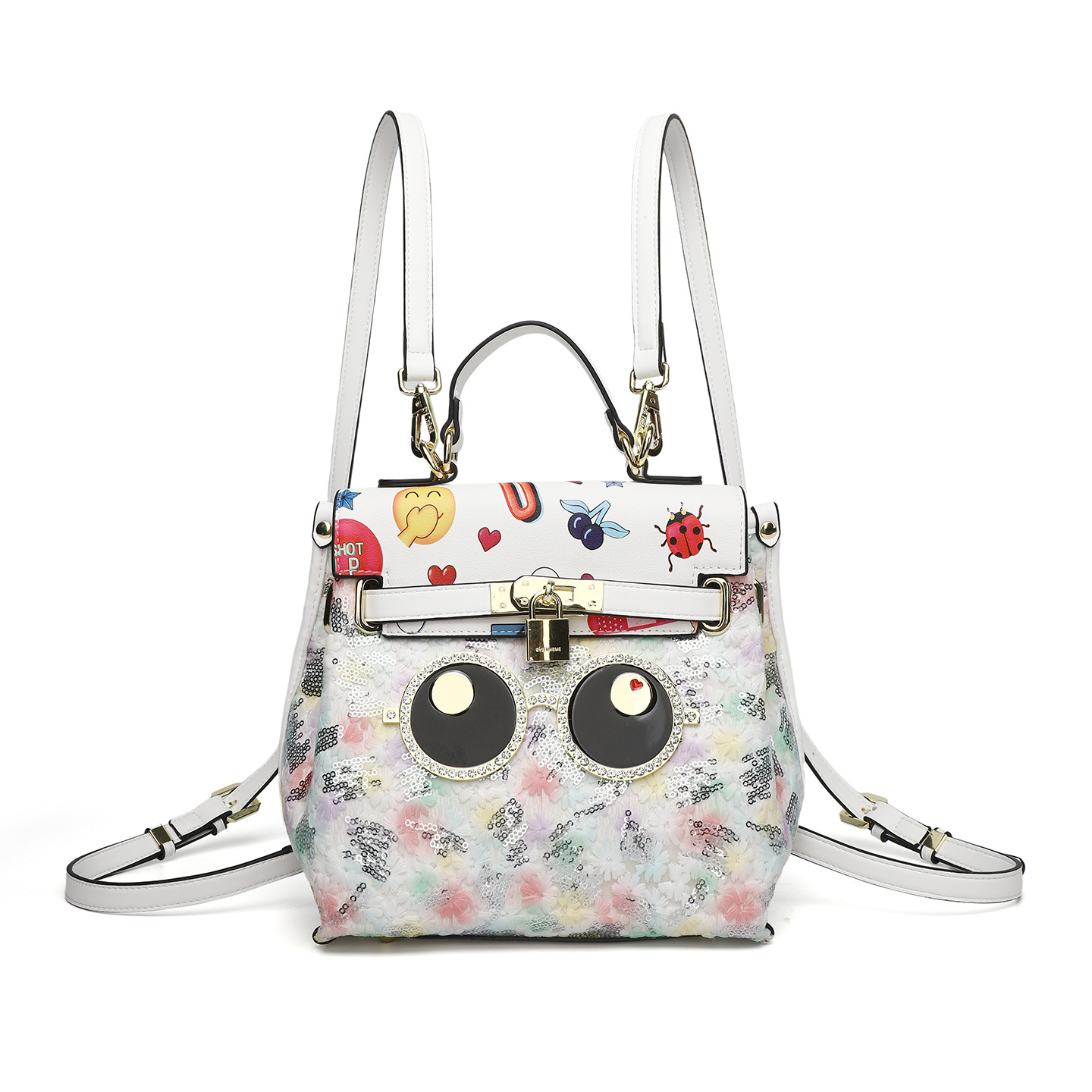 Damas bordadas de encaje alta sensación bolso impresión de moda hermosa mochila práctica bolsa de bloqueo 2841 #