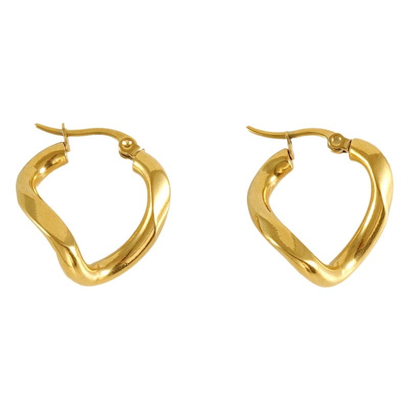 Pendientes de Acero Inoxidable Irregulares, Estilo Transfronterizo, Novedad 2024, Moda Ligera y Lujosa, Versátiles, de Titanio y Acero, con Baño de Oro de 18k, Estilo Ins para Mujer