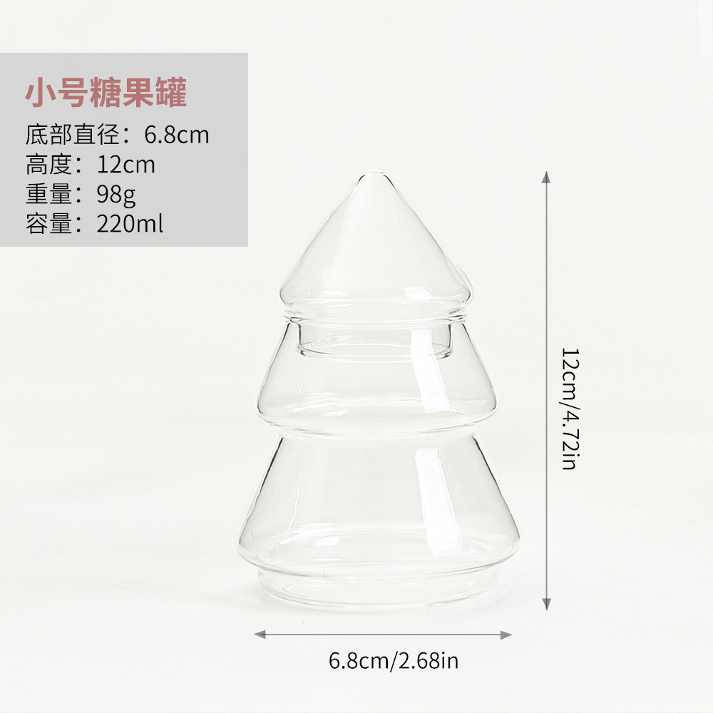 Tarro de almacenamiento de árbol de Navidad de vidrio creativo Tarro de dulces con tapa Decoración de almacenamiento de estilo europeo Decoración del hogar Decoración de mesa de postre suave