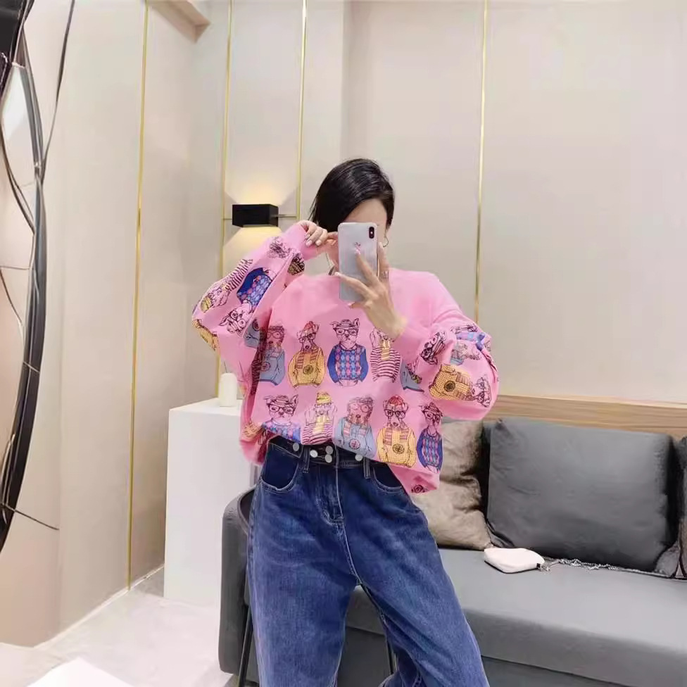 スウェットシャツ｜秋・コットン・長袖・カジュアル・プルオーバー・ラウンドネック・プリント|undefined