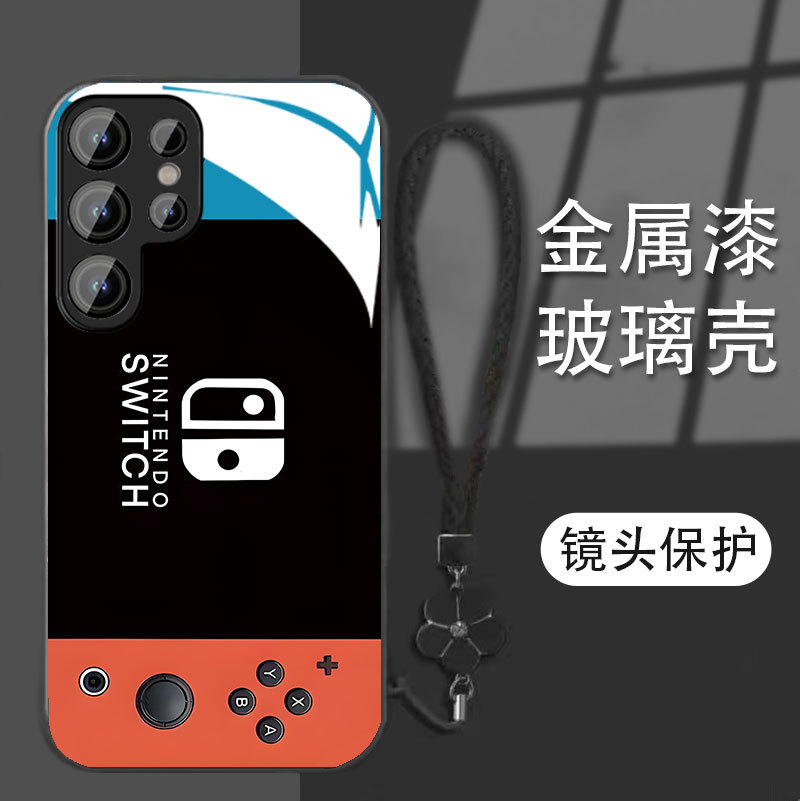 Swimming game machine for Samsung S24ULTRA glass mobile phone case s23PLUS Internet red s22 explosions A55