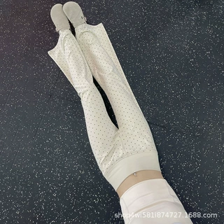 杏色波点微喇运动裤女秋季款健身瑜伽裤低腰垂感喇叭休闲阔腿裤