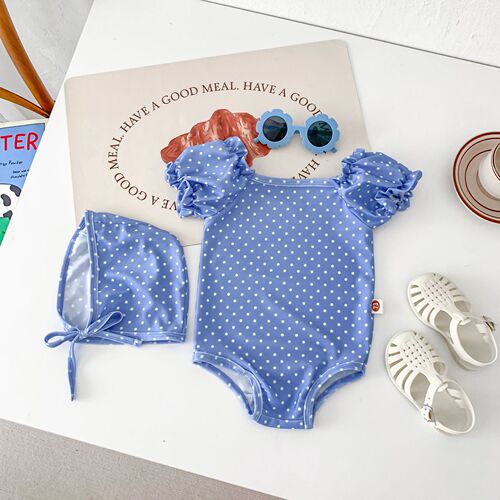 Korean Summer New Children's Swimwear for Infants and Toddlers, including Swim Caps, Diaper Cover, Onesies for Girls, Swimwear for Beach and Swimming