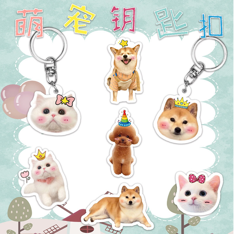 Customized Pet Key Pendant, Acrylic Puppy Avatar, Bag Key, Cat and Dog Pendant, Commemorative Small Gift