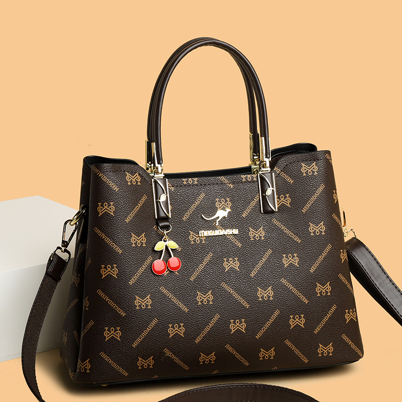 玫瑰袋鼠女士包包手提包大气中年妈妈包软皮大容量单肩斜挎包105