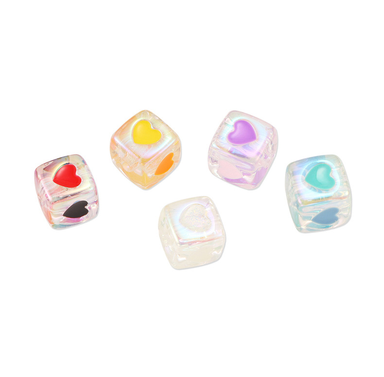 10 Pieces Arylic Heart Shape Dice Satin Beads display picture 3