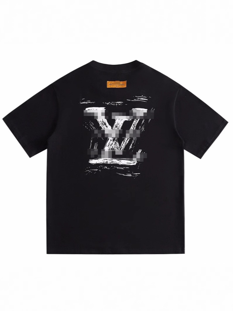 Versión alta del camino transfronterizo verano hombres y mujeres con el mismo estilo simple V estampado 100% algodón casual camiseta de manga corta