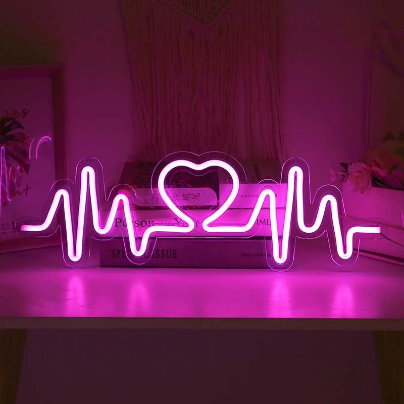 LED neon sign acrylic back panel, USB 5V‑1A with switch, decorative wall night light (various designs)