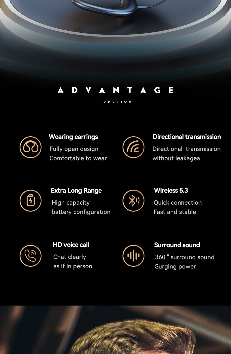 M55 Bone Conduction Bluetooth Earphones - Image 2