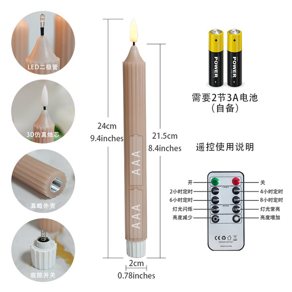 Morandi color rod wax paraffin LED electronic candle light Christmas…