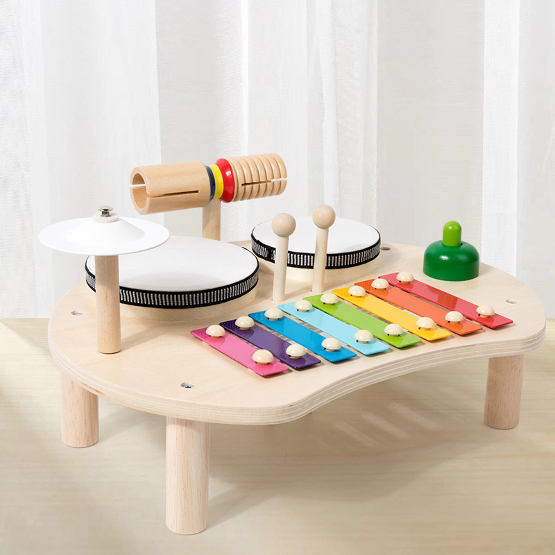 Mesa de percusión musical Instrumentos musicales para niños Toque de batería Toque de mano Toque de piano Puzzle para bebés Juguetes multifuncionales Sentido de la música Percusión de iluminación