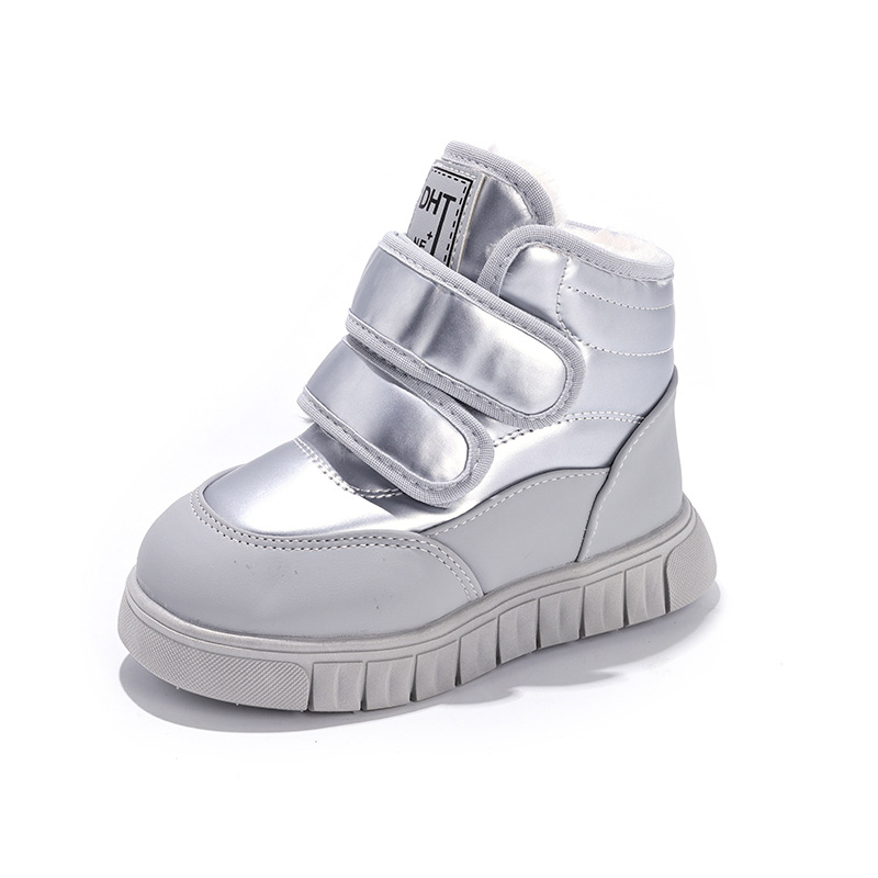 Niñas botas de nieve de terciopelo de invierno 2025 nuevas botas de algodón caliente gruesas botas cortas para niños de gran tamaño zapatos de algodón de moda