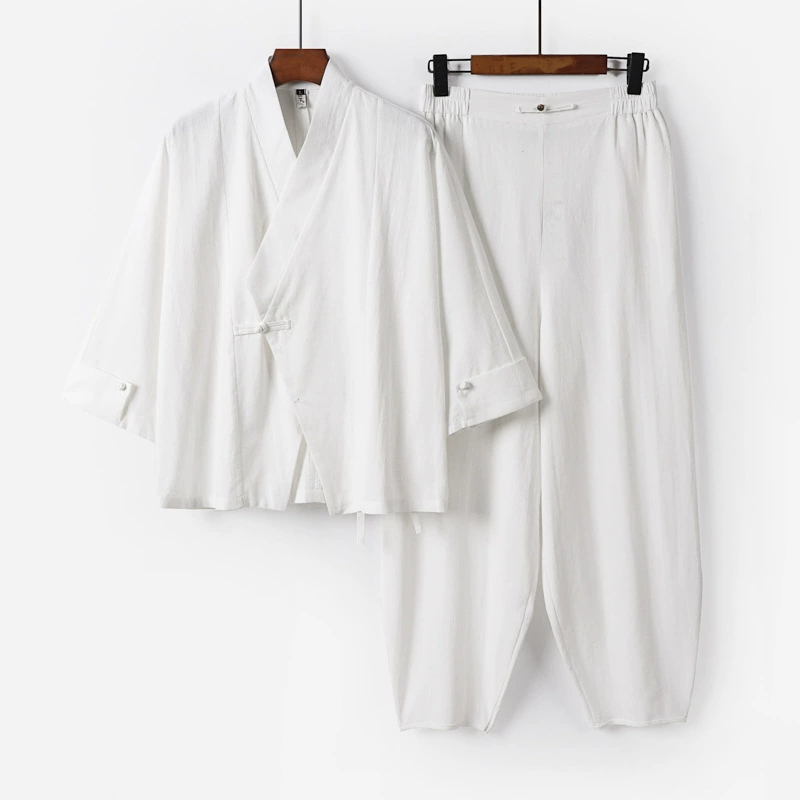 Мужской костюм Тан больших размеров из хлопка и льна, китайский стиль, свободный крой, ретро-стиль династии Хань, толстая куртка, весна-осень