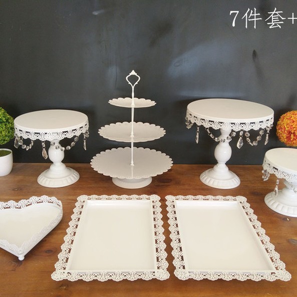 Estante de pastel europeo de hierro forjado conjunto de decoración de boda postres tienda de bocadillos estante de baile prop bandeja de pastel image 15
