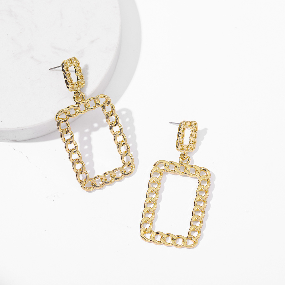 Retro Square Hollow Earrings display picture 2