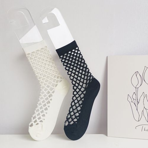 Summer new socks women's solid color hole socks jk style women's white breathable thin mesh hollow tube socks