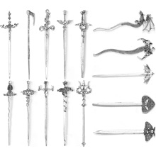 北欧维京人发簪哥特式精致复古做旧三叉戟剑发棒小众蝴蝶镂空剑簪