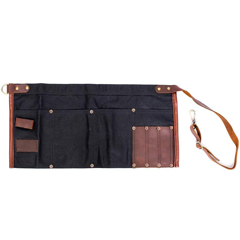 Comercio exterior e-commerce transfronterizo cera lona delantal impermeable cintura corta de busto barista ropa de trabajo delantal de cera