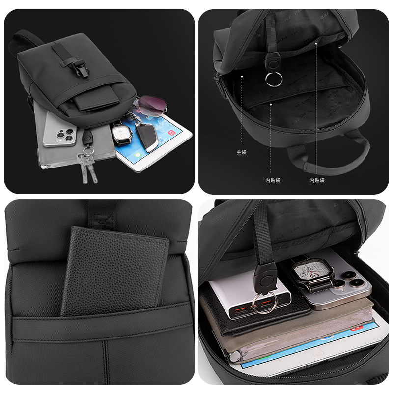 WEPOWER nuevo tipo de bolso de pecho casual para hombres, bolso de hombro de gran capacidad, diseño simple y moderno, bolso de mochila práctica.